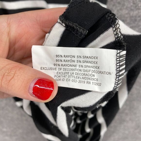 Daisy Island Dress Women L Large Black Striped Maxi Long V-Neck Short Sleeve - Picture 6 of 9